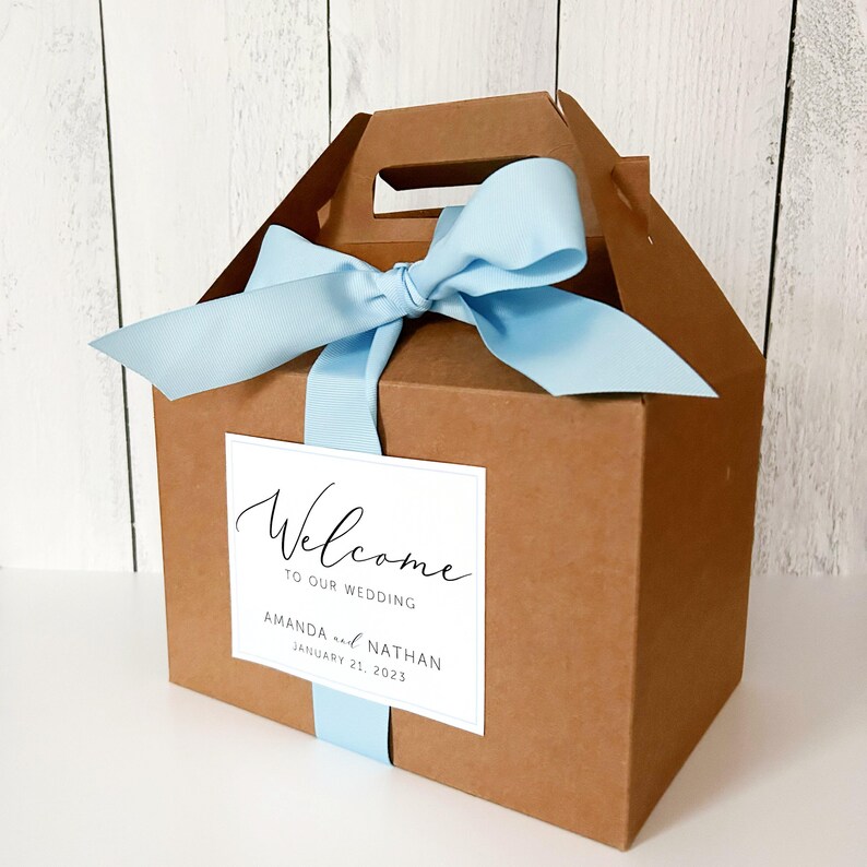 ASSEMBLED Script Wedding Welcome Boxes - Personalized Gable Boxes With ...