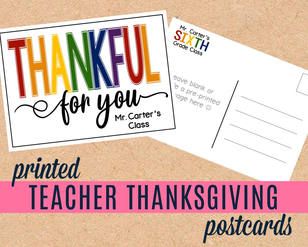 PRINTED Thanksgiving Teacher Postcards for Students - Etsy