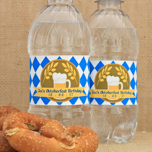 Personalized Oktoberfest Water Bottle Labels - Printed Waterproof Stickers