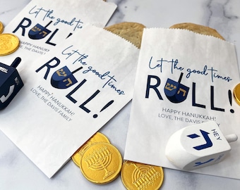 Hanukkah Party Favor Bags LINED - Gift Bags for Cookies, Candy - Personalized Chanukah Treat Bags