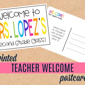 Cartes postales de bienvenue pour les étudiants - Notes de l'enseignant aux étudiants - Lettres de bienvenue dans ma classe - Cartes postales d'été pour les étudiants imprimées