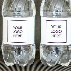 Logo Water Bottle Labels Printed - WATERPROOF Water Bottle Stickers for Business, Corporate, Branding, Company, Meetings, Weddings