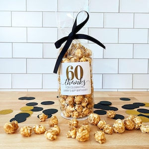 Milestone Birthday Popcorn Bags & Ribbon - 40th, 50th, 60th, 70th, 80th Birthday Party Favors - Guest Thank You Bags // Food NOT Included