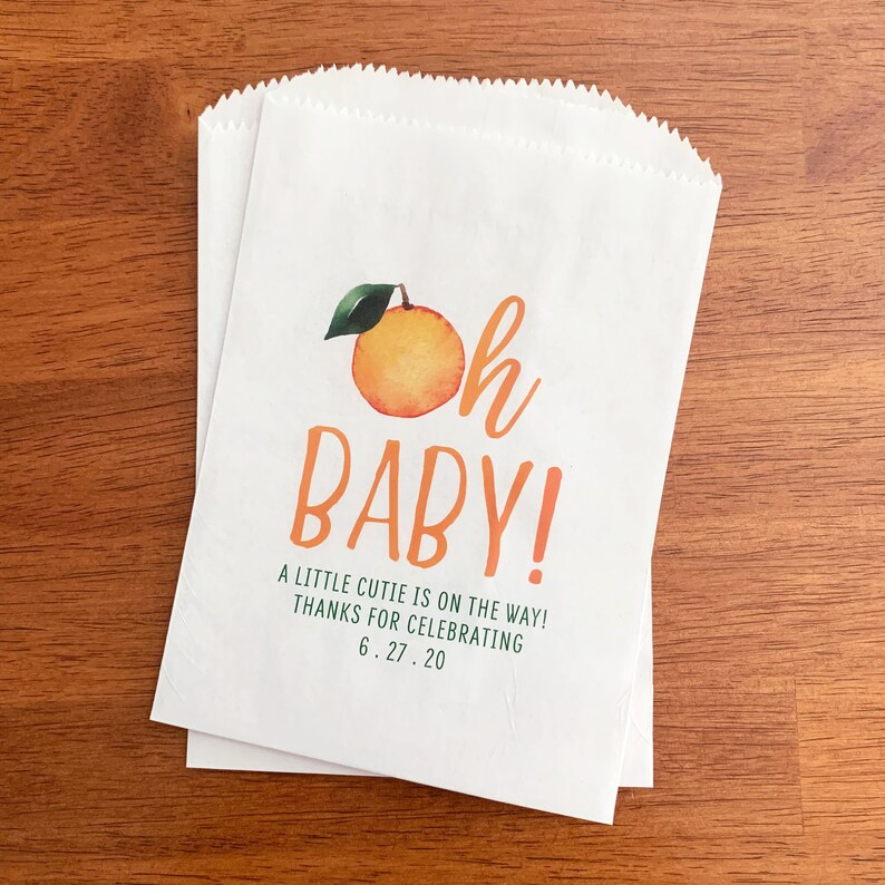 Clementine Baby Shower Favor Bags LINED Summer Citrus Baby Etsy