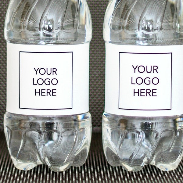 Logo Water Bottle Labels Printed - WATERPROOF Water Bottle Stickers for Business, Corporate, Branding, Company, Meetings, Weddings