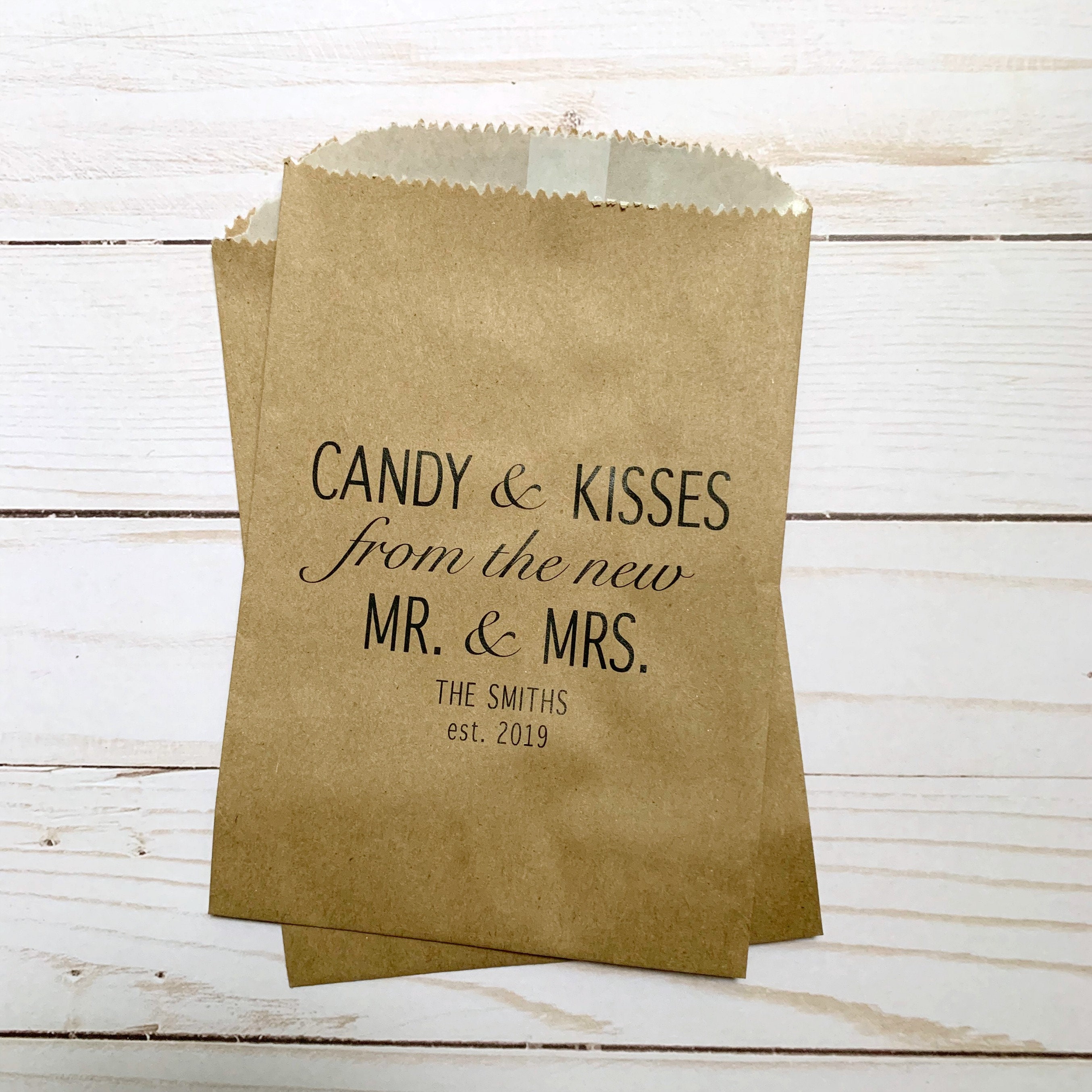 Personalized Kraft Wedding Candy Bags LINED - Candy and Kisses From the Personalized Kraft Wedding Candy Bags LINED - Candy and Kisses From the