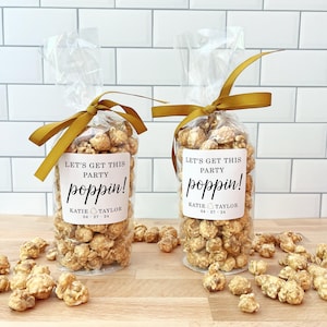 Personalized Popcorn Bags & Ribbon - Let's Get This Party Poppin Favors // Food NOT Included