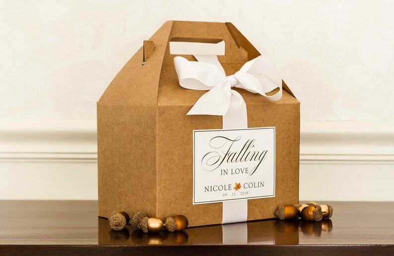 Fall Wedding Welcome Boxes for Guests - Gable Boxes, Ribbon & Labels ...