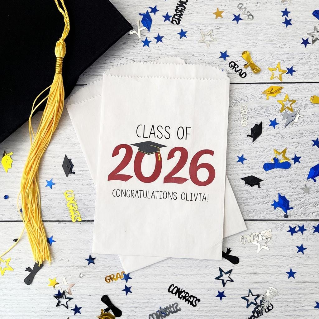 Personalized Lined Class of 2026 Treat Bags - Graduation Party Favors ...
