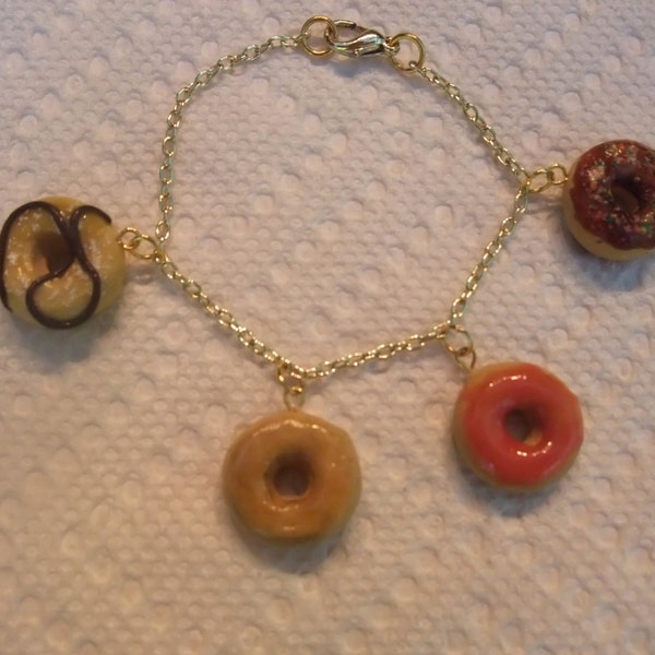 Glazed Donut Polymer Charm Bracelet Girl's Girls Handmade