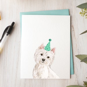 Tarjeta de cumpleaños de West Highland Terrier, tarjeta de westie, papelería para perros, tarjeta para amantes de los westies, tarjeta de cumpleaños para perros