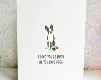 Boston Terrier Card,  Boston Valentine,  Dog Card,  Boston Terrier Valentine's Day