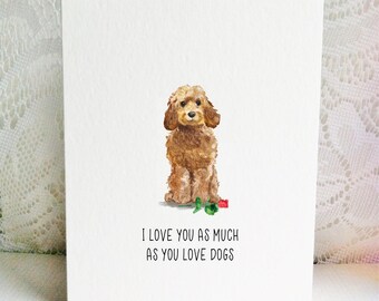 Cockapoo Card,  Cockapoo Valentine,  Dog Card,  Valentine's Day Card