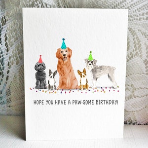 Carte d'anniversaire chien, terrier de Boston, cockapoo, chihuahua, beagle, pitbull - carte de voeux - carte chien