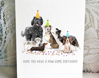 Dog Birthday Card, Labradoodle, Shih tzu, Dachshund, Catahoula Leopard Dog, Border Collie - English Cocker Spaniel