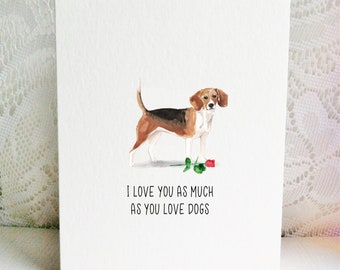 Beagle Card - Beagle Valentine - Dog Card - Valentine's Day Card