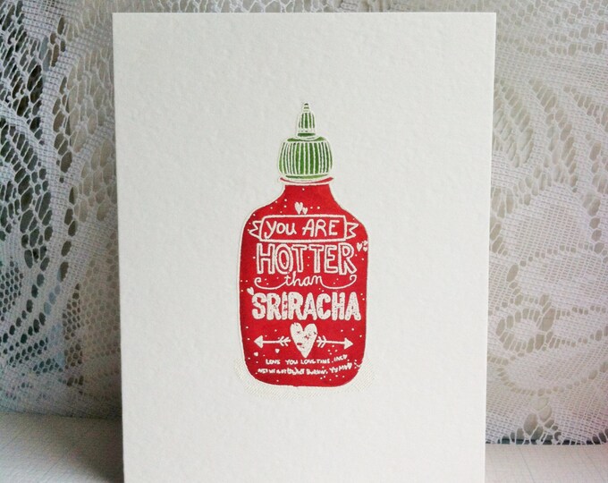 You Are Hotter Than Sriracha Handmade Card Hot Sauce Etsy