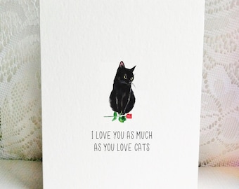 Cat Lovers Valentine - Valentine - Black Cat Card - Valentine's Day Card