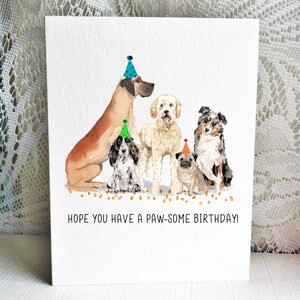 Carte d’anniversaire pour chien, Dogue Allemand, Cocker anglais, Golden Doodle, Carlin, Berger australien - Carte de vœux - Carte chien