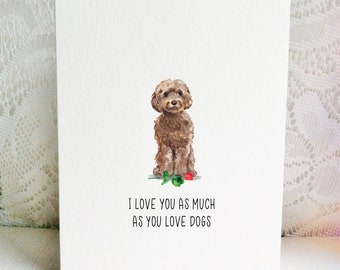 Brown Cockapoo Card - Cockapoo Valentine - Dog Card - Valentine's Day Card