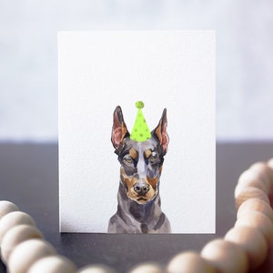 Doberman Pinscher birthday card, dog party invitation, gift for vet tech, card for dog owner, doberman