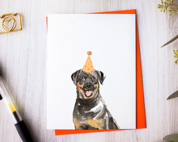 Funny Rottweiler Birthday Card - 145x145mm Premium Greeting Card With Envelope