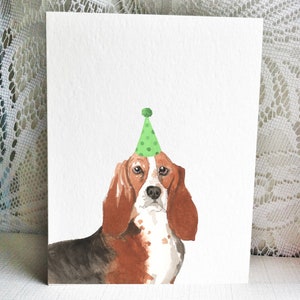 Basset Hound birthday card, card for dog lover, basset hound print card