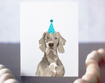 Weimaraner birthday card, dog greeting card, weimaraner print, dog stationery