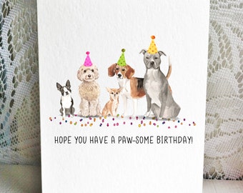 Dog Birthday Card, Boston Terrier, Cockapoo, Chihuahua, Beagle, Pitbull - Greeting Card - Dog Card