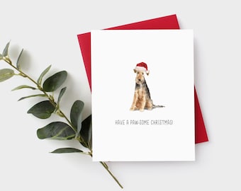 Welsh Terrier Card - Welshie - Dog Card - Airedale Christmas Card - Welshie Card - Christmas Dog Card