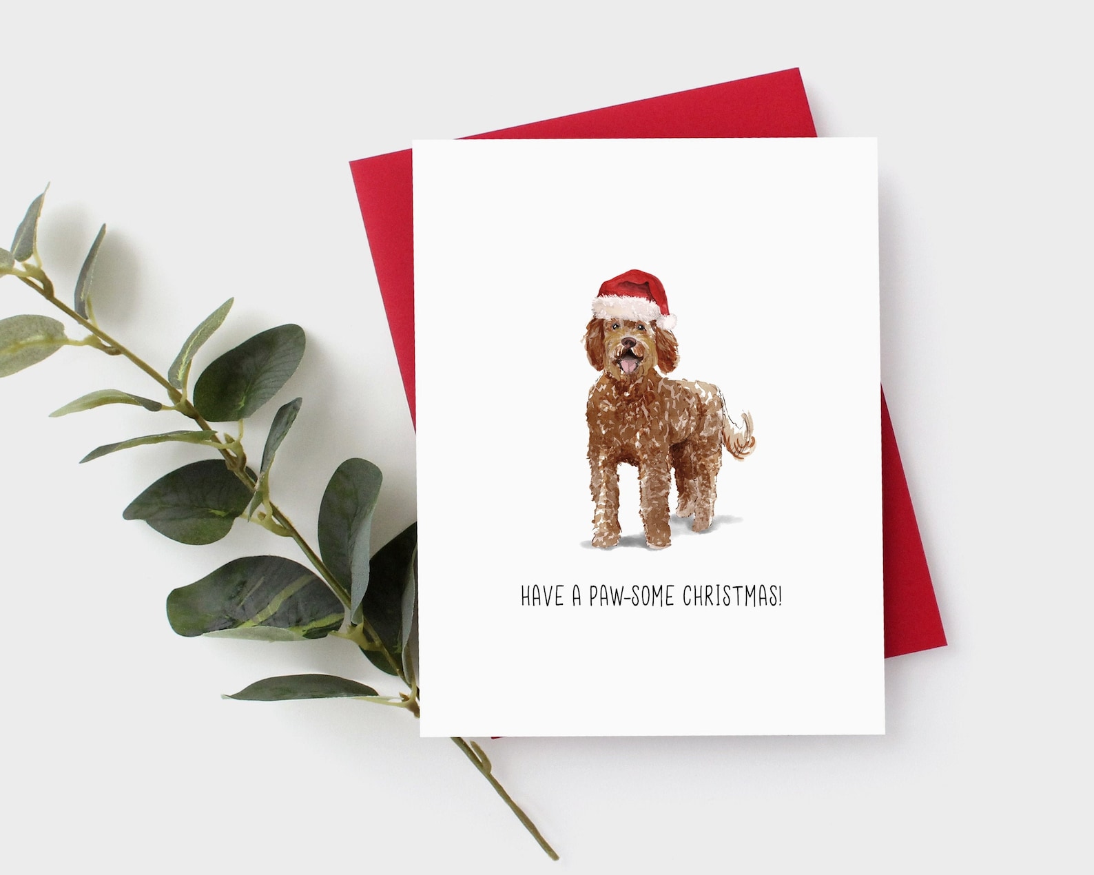 Labradoodle Christmas Card Brown Labradoodle Card Dog Card Etsy