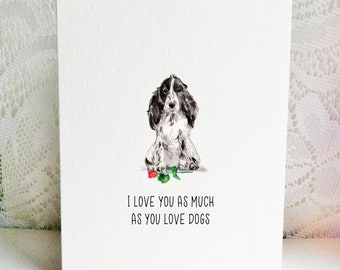 English Cocker Spaniel Card - Spaniel Valentine - Dog Card - Valentine's Day Card