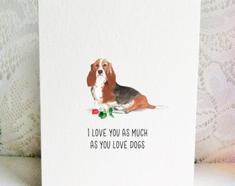 Basset Hound Card - Dog Valentine - Valentine's Day Card