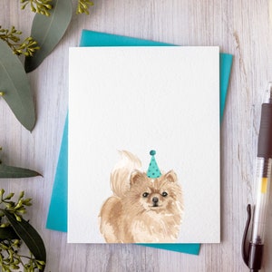 Pomeranian birthday card, dog card, pomeranian art, spitz card, dog stationery