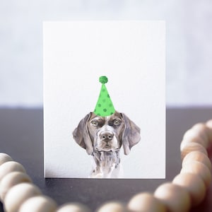 Carte d'anniversaire ou de Noël de pointeur allemand, carte de voeux de chien faite main, nouvelle carte de chiot