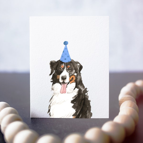 Bernese birthday card, Bernese Mountain Dog notecard, dog stationery, gift for bernese owner