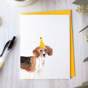 Tarjeta de cumpleaños de beagle, arte de beagle, tarjeta para amantes de los perros, tarjeta de cumpleaños de perro