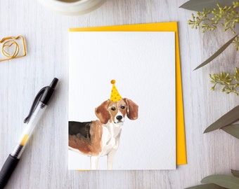 Beagle birthday card, beagle art, card for dog lover, dog birthday card