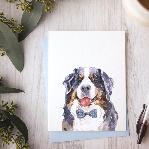 Bernese Mountain Dog birthday card, dog stationery, card for bernese owner, berner dogs