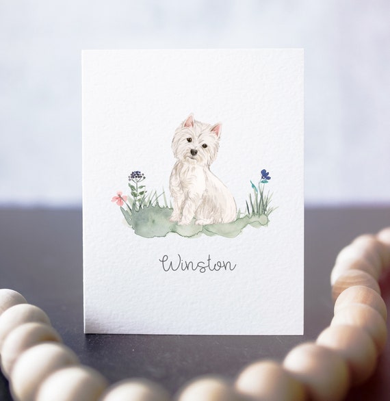 West Highland Westie Terrier Dog Puppy Cute Animal Painting Birthday Card 