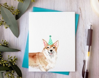 Corgi card, corgi birthday card, dog card, card for dog lover