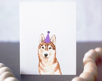 Siberian Husky birthday card, husky card, card for dog lover, dog card