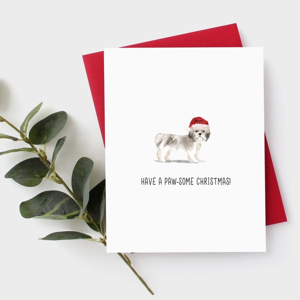 Shih Tzu Christmas Card - Dog Christmas Card - Shih Tzu Holiday Card - Short Hair Shih Tzu - Dog Card