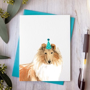 Rough collie card, card for dog lover, dog card, rough collie birthday card, sheltie card