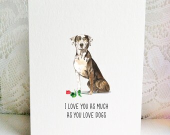 Catahoula Leopard Dog - Dog Card - Valentine's Day Card