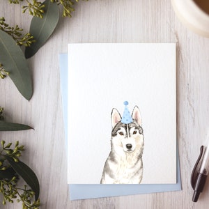 Siberian Husky Geburtstagskarte, Husky Karte, Karte für Hundeliebhaber, Hundekarte
