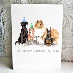 Carte d'anniversaire chien, Black Lab, Cavapoo, lévrier, Rough Collie, Doberman - carte de voeux - carte chien