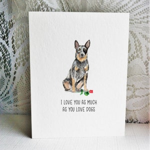 Biglietto d'amore per cani da bestiame, biglietto di San Valentino per cani da bestiame australiani, biglietto Blue Heeler, biglietto per allevatore, biglietto per allevatore australiano