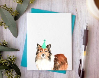 Shetland Sheepdog birthday card, Sheltie greeting card, shetland sheepdog artwork, sheltie handmade card