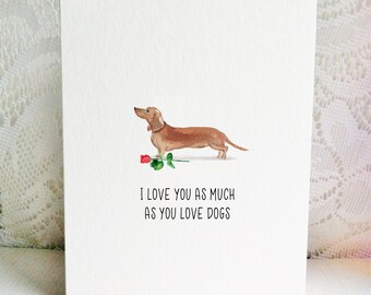 Tan Dachshund Card - Doxie Card - Dog Card - Valentine's Day Card